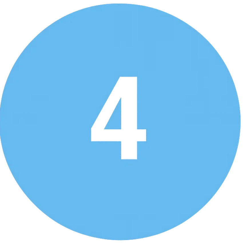 Blue circle with the number 4 inside on a white background